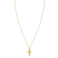 14K yellow gold cross necklace with diamond-cut faceted surface