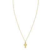 14K yellow gold cross necklace with diamond-cut faceted surface thumbnail 1
