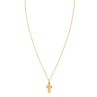 14K Yellow Gold Diamond Cut Cross Necklace