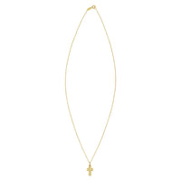 14K Yellow Gold Diamond Cut Cross Necklace