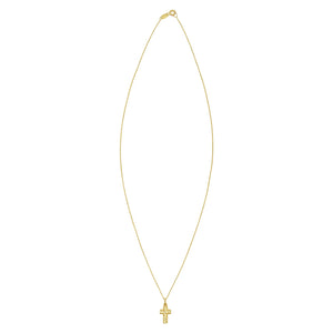 14K Yellow Gold Diamond Cut Cross Necklace