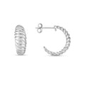 925 rhodium plated sterling silver ribbed twisted small hoop earrings