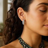 Sterling Silver Rhodium Plated Small Ribbed Twisted Hoop Earrings thumbnail 3