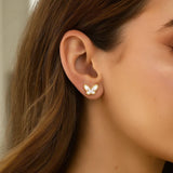 14K Yellow Gold Mother of Pearl Butterfly Stud Earrings thumbnail 4