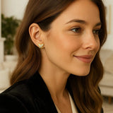 14K Yellow Gold Mother of Pearl Butterfly Stud Earrings thumbnail 5