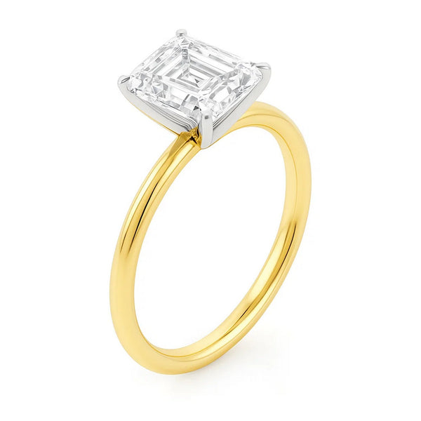 5 Carat Emerald Lab Grown IGI G/VS1 Diamond Solitaire Ring in 14K Yellow Gold