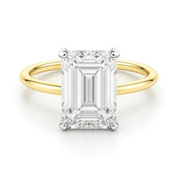 5 Carat Emerald Lab Grown IGI G/VS1 Diamond Solitaire Ring in 14K Yellow Gold