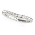 14K white gold curved wedding band with pave round diamond stones