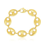 14k Yellow Gold High Polish Lite Puffed Mariner Link Bracelet  (16.00 mm) thumbnail 2