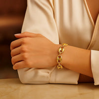 14k Yellow Gold High Polish Lite Puffed Mariner Link Bracelet  (16.00 mm)