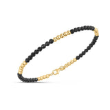 14K Yellow Gold And Onyx Pallina Bead Bracelet (3.00 mm) thumbnail 1