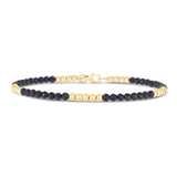 14K Yellow Gold And Onyx Pallina Bead Bracelet (3.00 mm) thumbnail 2