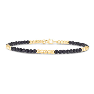 14K Yellow Gold And Onyx Pallina Bead Bracelet (3.00 mm)
