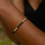 14K Yellow Gold And Onyx Pallina Bead Bracelet (3.00 mm) thumbnail 4