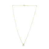14K yellow gold evil eye necklace with round mother-of-pearl center thumbnail 1