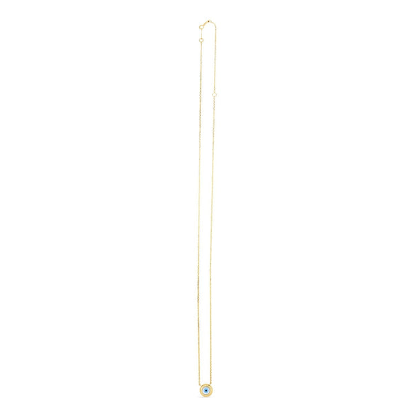 14k Yellow Gold MOP Evil Eye Necklace