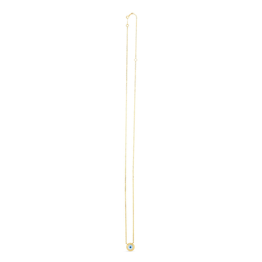 14k Yellow Gold MOP Evil Eye Necklace
