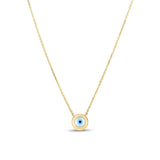 14k Yellow Gold MOP Evil Eye Necklace thumbnail 3