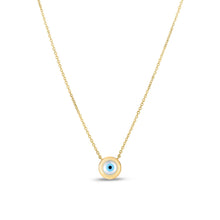 14k Yellow Gold MOP Evil Eye Necklace