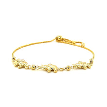 Load image into Gallery viewer, 14k Yellow Gold Elephant Station Lariat Style Bracelet (1.00 mm)