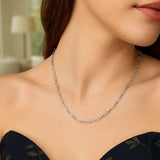 Sterling Silver Rhodium Plated Petite Alternating Paperclip Chain (3.15 mm) thumbnail 4
