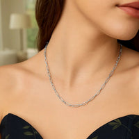 Sterling Silver Rhodium Plated Petite Alternating Paperclip Chain (3.15 mm)