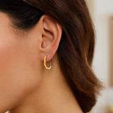 14K Yellow Gold Hexagon Hoop Earrings thumbnail 3