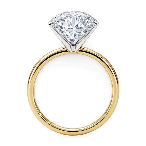 5 Carat Round Lab Grown IGI G/VS1 Diamond Solitaire Ring in 14K Yellow Gold