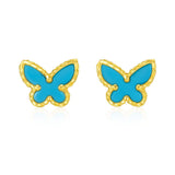 14K Yellow Gold Primavera Turquoise Butterfly Stud Earrings thumbnail 2