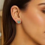 14K Yellow Gold Primavera Turquoise Butterfly Stud Earrings thumbnail 3