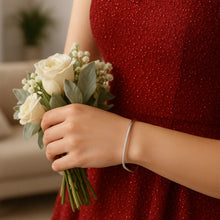 Sterling Silver Rhodium Plated Square Slip On Bangle (3.00 mm)