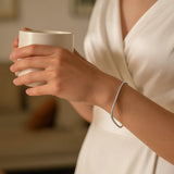 Sterling Silver Rhodium Plated Square Slip On Bangle (3.00 mm) thumbnail 6