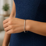 Sterling Silver Rhodium Plated Square Slip On Bangle (3.00 mm) thumbnail 7