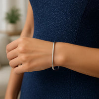 Sterling Silver Rhodium Plated Square Slip On Bangle (3.00 mm)