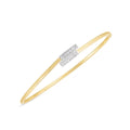 14K two-tone gold bypass bar bangle with round diamond accents