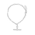 925 sterling silver rhodium plated toggle link bracelet with polished finish