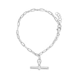 925 sterling silver rhodium plated toggle link bracelet with polished finish thumbnail 1