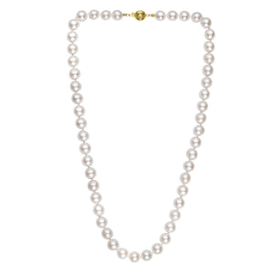 Pearl Necklace with Ball Clasp in 14K Yellow Gold