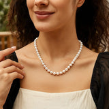 Pearl Necklace with Ball Clasp in 14K Yellow Gold thumbnail 3