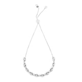 Sterling Silver Rhodium Plated Heart Bead Friendship Bracelet thumbnail 1