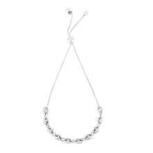 Sterling Silver Rhodium Plated Heart Bead Friendship Bracelet