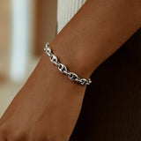 Sterling Silver Rhodium Plated Heart Bead Friendship Bracelet thumbnail 3