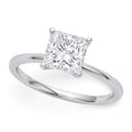 10K white gold ring with princess-cut diamond center stone
