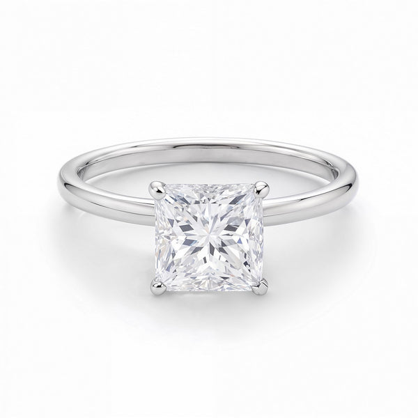 1.50Ct Princess Lab Grown IGI G/VS1 Diamond Ring in 10K White Gold