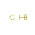 14K yellow gold initial C stud earrings in solid polished gold