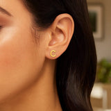 14K Yellow Gold Yours Truly Initial C Stud Earrings thumbnail 2