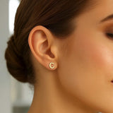 14K Yellow Gold Yours Truly Initial C Stud Earrings thumbnail 3