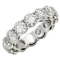 14K white gold eternity ring with round diamond stones set around the full band