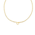 14K yellow gold paperclip necklace with heart-shaped element