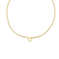 14k Yellow Gold Heart Element Paperclip Necklace